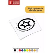 Resim Yuvarlak İçinde Yıldız - Araç, Oto, Laptop, Duvar Uyumlu Sticker 25 25 Cm 