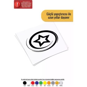 Resim Yuvarlak İçinde Yıldız - Araç, Oto, Laptop, Duvar Uyumlu Sticker 25 25 Cm 