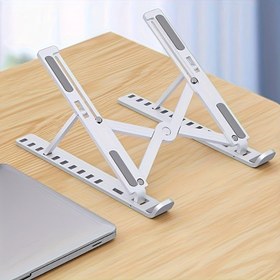 Resim Okula Dönüş Katlanabilir Ayarlanabilir Laptop Standı - 54.61cm x 71.12cm Masaüstü Soğutma Tabanı, Beyaz/Siyah, Kaymaz Kauçuk Pedler ile Bilgisayar ve Telefonlar için, Ergonomik Yükseklik Ayarı, Hafif Tasarım, Dizüstü Bilgisayarlar İçin Yerden Tasarruf Sağlayan Yükseltici, Bağımsızlık Günü veya Yaz Tatili İçin Mükemmel Hediye 