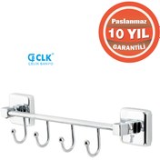 Resim ÇELİK BANYO Paslanmaz Pirinç Kancalı 4'lü Set Askılık Havlu Askısı 