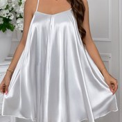 Resim Kadınlar için Büyük Beden Seksi V Yaka Gece Elbisesi, Elastan İçerikli Polyester, Çapraz Askılı Arka, Dokuma Kumaş, Hafif 90g/m², Bahar/Yaz/Sonbahar için - Hafif Esnek Tasarım 