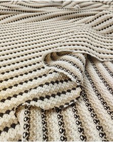 Resim Krem Bej Kahve Renkte Örme Kumaş 180x200cm-11129 