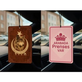 Resim Göktürk Türk Kurt Ve Arabada Prenses Var - İkili Oto Kokusu - Dekoratif Araç Kokusu Ve Aksesuarı 