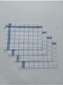 Resim Pamuklu Beyaz Mavi Çizgili 4'lü Kurulama Bezi,peçete 