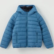 Resim Kapüşonlu Erkek Çocuk Şişme Mont Mavi 