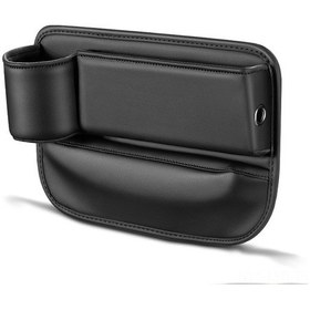 Resim Ranyeek Sürücü Koltuğu Deri Depolama Kutusu - Araç İçin Çift Fonksiyonlu Su Bardaklı Sandık, Telefon Anahtar Giyotin Organizatörü 