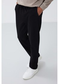 Resim Tommy Life Siyah Bağcıklı Cepli Standart Kalıp Klasik Paça Erkek Eşofman Alt - 84682 Siyah 