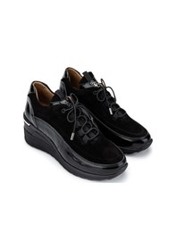 Resim Tamer Tanca Kadın Hakiki Deri Siyah Casual Ayakkabı 599 0127-401 Bn Ayk Sk24-25 Syh Rgn/syh Suet Siyah Rugan 