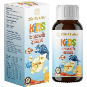 Resim Zühre Ana Kids Çocuklar için - Omega 3 Balık Yağı Şurubu Vitamin Katkılı ve Portakallı 150 ML 