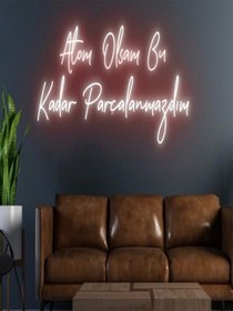 Resim Atom Olsaydım Bu Kadar Parçalanmazdım Yazılı Neon Tabela Kırmızı 