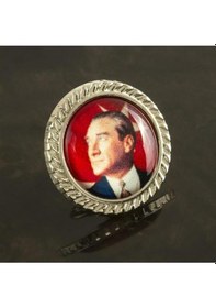 Resim Atatürk Yaka Rozet - Gümüş Rengi 