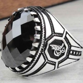 Resim Ottoman 925 Sterling Silver Heavy Onyx Stone Mens Ring - US: 11.5 / 66 mm / Turk: 26 