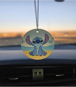 Resim HFZ WORKS Stitch Baskılı Ahşap Çift Yönlü Zincirli Ayna Süsü Yeni Trend 