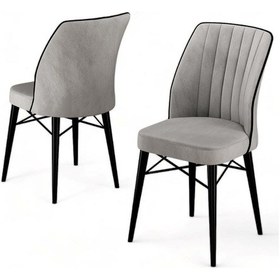 Resim Canisa Nuna Serisi 1 Adet Siyah Mutfak Sandalyesi Babyface Kumaş Siyah Gürgen Ayaklı Sandalye Bej 