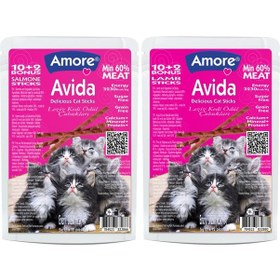 Resim Amore Avita Balıklı ve Sebzeli Kedi Ödül Çubuğu 12 Adet + Kuzulu ve Sebzeli Kedi Ödül Çubuğu 12 Adet 