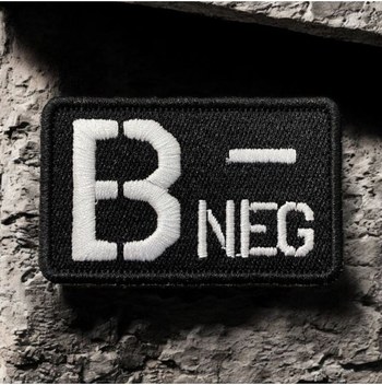 Ex Patch Siyah Zemin Beyaz Renk B Negatif Kan Grubu Peçi 8 X 5 Cm