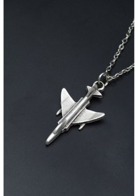 Resim F4 Phantom Uçak Gümüş Kaplama Unisex Düz Zincir Kolye Kod 865 Gümüş 