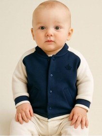 Resim Erkek Bebek Organik Pamuklu İnce Mevsimlik Bomber Ceket-16172 Lacivert 