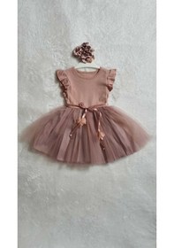Resim Retro Women Kız Çocuk Gül Kurusu Tül Özel Gün Doğum Günü Yılbaşı Abiye Hediye Günlük Prenses Elbise Pembe 
