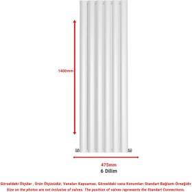 Resim 1400X475MM Lilac Dikey Beyaz Alüminyum Radyatör 