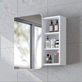 Resim Aynalı Banyo Dolabı - Likya - Kül Gri / 45 Cm 