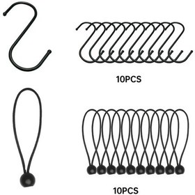 Resim Elmpaly Ağır Hizmet Siyahı Bilyalı Bağlantılı 10 Kancalı 10 İpli Çadır Ve Tente Halatı 