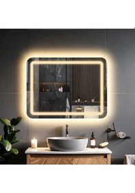 Resim Quadra Günışığı Kumlamalı Lavabo & Banyo Aynası Dokunmatik Sensörlü 65 X 90 Cm 