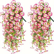 Resim 2 adet UV Dayanıklı Yapay Sabah Güneşi Çiçekleri ile Okaliptüs Yaprakları - Ev, Ofis, Bahçe Dekoru için Sahte Asılı Bitkiler - Düğünler, Paskalya, Babalar ve Anneler Günü için Mükemmel - Açık Hava Bahar Papatya Çiçekleri, Yapay Açık Hava Çiçekleri 