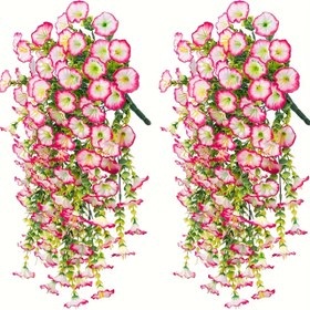 Resim 2 adet UV Dayanıklı Yapay Sabah Güneşi Çiçekleri ile Okaliptüs Yaprakları - Ev, Ofis, Bahçe Dekoru için Sahte Asılı Bitkiler - Düğünler, Paskalya, Babalar ve Anneler Günü için Mükemmel - Açık Hava Bahar Papatya Çiçekleri, Yapay Açık Hava Çiçekleri 