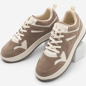 Resim Marjin Kadın Sneaker Çok Parçalı Spor Ayakkabı Gosfin Vizon Süet 