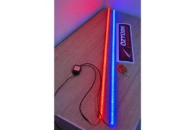 Resim Öztürk Oto Aksesuar Cam Kenarı Yanıp Sönen LED Lamba 2’li - Uzaktan Kumandalı, 12 Modlu, Kırmızı Mavi Işık (12V) 