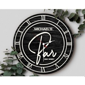 Resim Bk Gift Barlara Özel Dekoratif Siyah Ahşap Duvar Saati 35cm-10 , Bar Duvar Saati , Cafe Duvar Saati , Özel Ahşap Saat Kobitmeyen138340 Bk Gift 