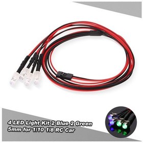 Resim Geekyou 1/10 1/8 Rc Araçlar İçin 4 Led 2 Mavi, 2 Yeşil Aydınlatma Seti, Alıcıya Direkt Bağlantı 