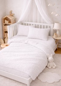 Resim NazeninHome Müslin Bebek Nevresim Takımı %100 Pamuk ( 2 Kat ) Beyaz 