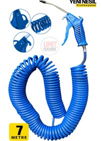 Resim PROXTECH 7 Metre Hava Tabancası Yeni Nesil Spiral Hava Hortumu Kompresör Hava Tabancası Set-7 METRE 