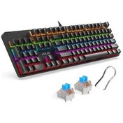 Resim Wholesale00 Bajeal Rgb Kablolu İspanyolca Mavi Anahtar Mekanik Oyun Klavyesi - 104 Tuşlu, Usb, Siyah 