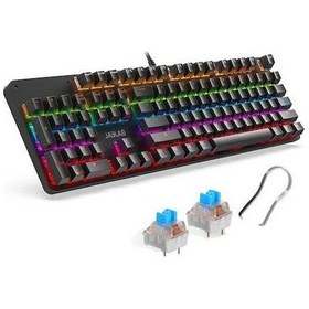 Resim Wholesale00 Bajeal Rgb Kablolu İspanyolca Mavi Anahtar Mekanik Oyun Klavyesi - 104 Tuşlu, Usb, Siyah 