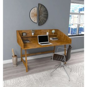 Resim Mely Doğal Ahşap Çalışma Masası Meşe Renk 