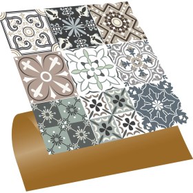 Resim Tink Kendinden Yapışkanlı Kimono Desenli Pvc Karo 30X30 cm (56 Adet) 5m2 