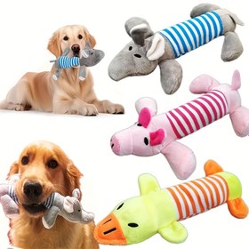 Resim 1 adet/3 adet Köpek Çiğneme Peluş Sesli Oyuncaklar Evcil Kedi Köpek Çiğneme Sesli Oyuncaklar Fil Şekli, Dört Bacaklı Domuz Ördek Kedi Malzemeleri, Kapalı Oyunlar ve Hediyeler için Uygun Kedi ve Köpek Etkileşimli Oyuncaklar Çiğneme Dirençli Peluş Dayanıklı Oyuncaklar Ses Efektleri ile 