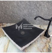 Resim Bazalt Siyah Patlatma Kenar Kare Yaprak Lavabo 