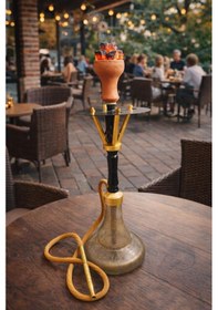 Resim Nargile Takımı 65 Cm Orta Boy Cam Şişe 21 Cm Ev & Kafe İçin Şık Nargile Seti 