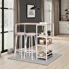 Resim Adore Mobilya Step-Up 2 Tabureli Yüksek Ayaklı Raflı Mutfak Masa Takımı - Beyaz 100x50x100 