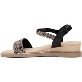 Resim Guja 25y346-3 Kadın Taşlı Düz Sandalet Siyah Siyah 