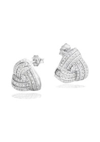 Resim Brezza Lusso Jewelry Brezza Lusso Diamond Business Üçgen Form Işıltılı Kadın Gümüş Küpe 