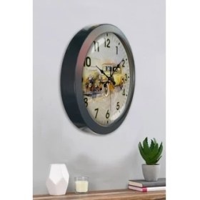 Resim Bahat Salon Ofis Duvar Saati Gri Metal Çerçeve 36 cm 
