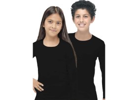 Resim Malabadi Unisex Çocuk Siyah Açık Yaka Uzun Kollu Ekonomik Termal Üst Içlik 362 