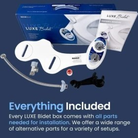 Resim Luxe Bidet Neo 185 – Kendi Kendini Temizleyen Çift Başlık – Taze, Elektriksiz Su, Mekanik Bide Tuvalet Başlığı (Mavi ve Beyaz) 