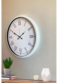 Resim 52 Cm Beyaz Metal Roma Rakamlı Duvar Saati Çok Renkli 