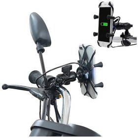 Resim Motosiklet X Şekli Alüminyum Alaşımlı Telefon Braketi 5v 2.1a Telefon Şarj Cihazı Diğer Diğer 